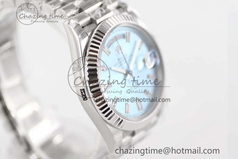 Packable Day Date 40mm SS 904L Steel TWF 1:1 Best Edition ICE Blue Crystal Dial on SS Bracelet A 2364