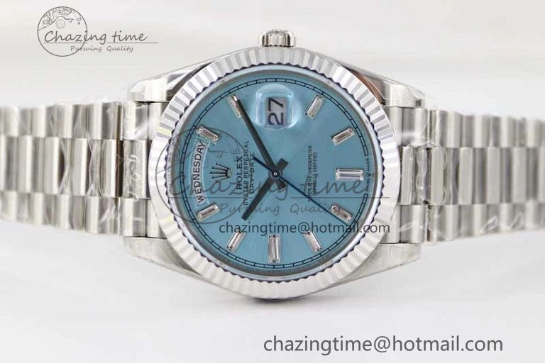 Packable Day Date 40mm SS 904L Steel TWF 1:1 Best Edition ICE Blue Crystal Dial on SS Bracelet A 2364