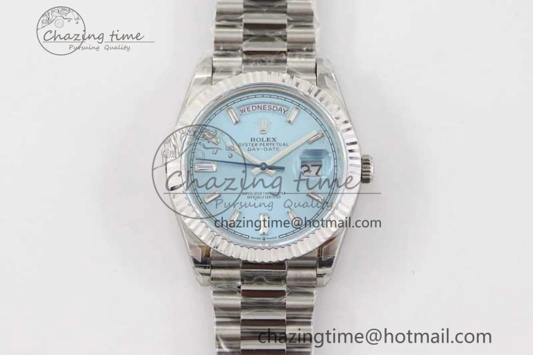 Packable Day Date 40mm SS 904L Steel TWF 1:1 Best Edition ICE Blue Crystal Dial on SS Bracelet A 2364