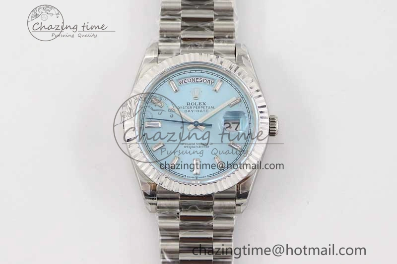 Packable Day Date 40mm SS 904L Steel TWF 1:1 Best Edition ICE Blue Crystal Dial on SS Bracelet A 2364