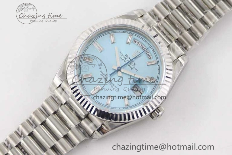 Packable Day Date 40mm SS 904L Steel TWF 1:1 Best Edition ICE Blue Crystal Dial on SS Bracelet A 2364