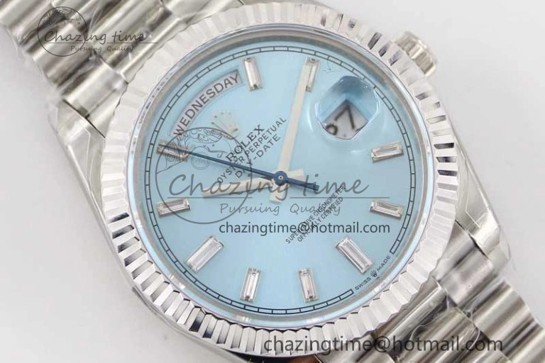 Packable Day Date 40mm SS 904L Steel TWF 1:1 Best Edition ICE Blue Crystal Dial on SS Bracelet A 2364