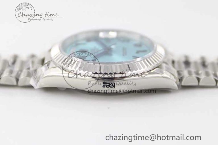 Snug Day Date 40mm SS 904L Steel TWF 1:1 Best Edition Ice Blue Arabic Dial on SS Bracelet A 2357