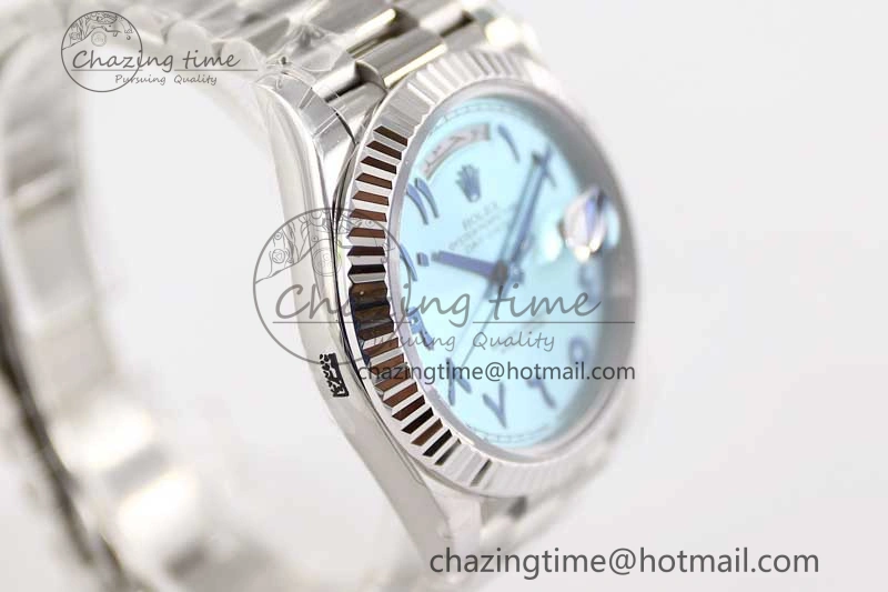 Snug Day Date 40mm SS 904L Steel TWF 1:1 Best Edition Ice Blue Arabic Dial on SS Bracelet A 2357