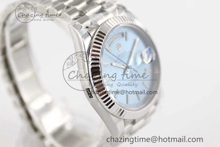 Day Date 40mm SS 904L Steel TWF 1:1 Best Edition Ice Blue Dial on SS Bracelet A Chic 2361