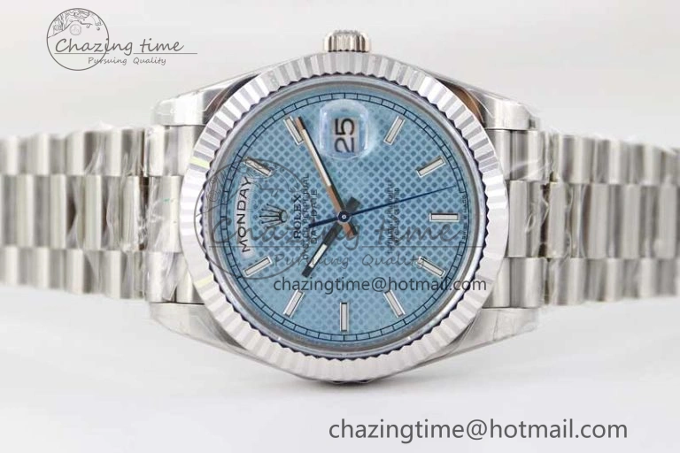 Day Date 40mm SS 904L Steel TWF 1:1 Best Edition Ice Blue Dial on SS Bracelet A Chic 2361