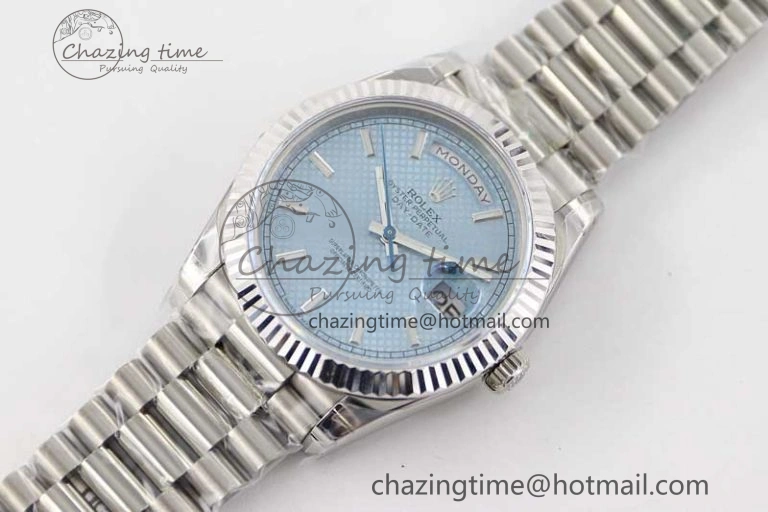 Day Date 40mm SS 904L Steel TWF 1:1 Best Edition Ice Blue Dial on SS Bracelet A Chic 2361