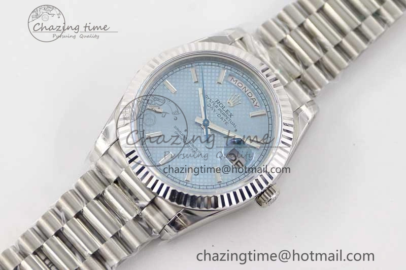 Day Date 40mm SS 904L Steel TWF 1:1 Best Edition Ice Blue Dial on SS Bracelet A Chic 2361