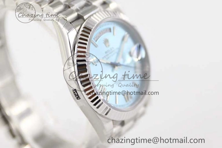 Day Date 40mm SS 904L Steel TWF 1:1 Best Edition Ice Blue Roman Dial on SS Bracelet A Stretchable 2359