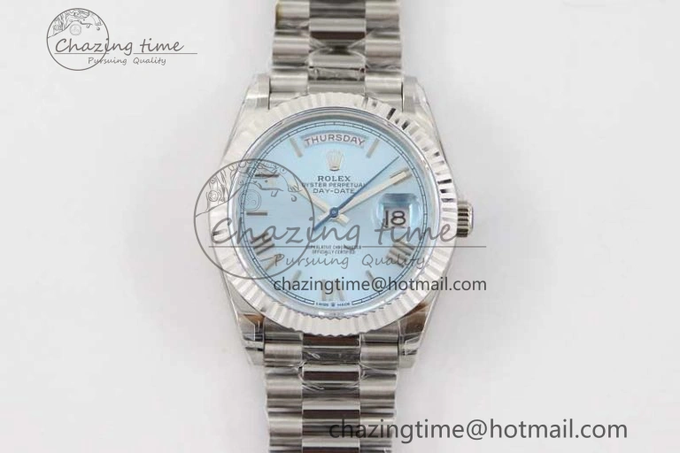 Day Date 40mm SS 904L Steel TWF 1:1 Best Edition Ice Blue Roman Dial on SS Bracelet A Stretchable 2359