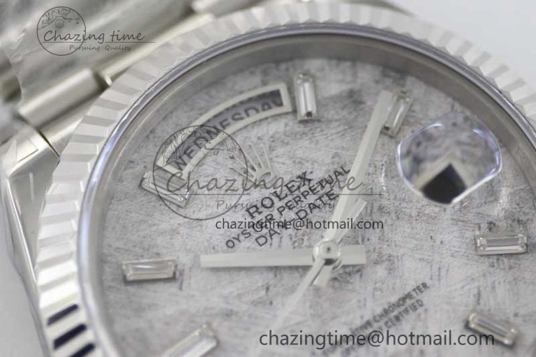 Day Date 40mm SS 904L Steel TWF 1:1 Best Edition Meteorite Crystal Dial on SS Bracelet A Vibrant 2360
