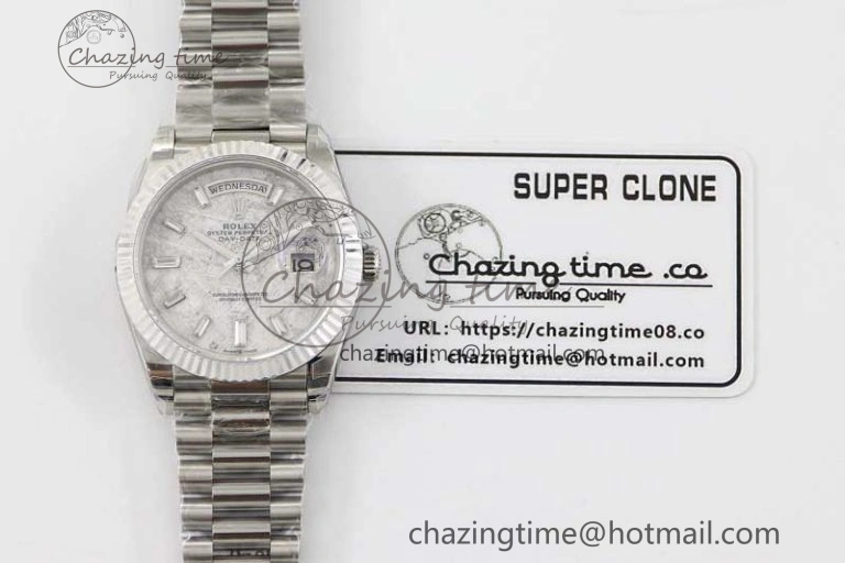 Day Date 40mm SS 904L Steel TWF 1:1 Best Edition Meteorite Crystal Dial on SS Bracelet A Vibrant 2360