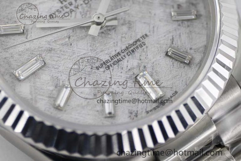 Day Date 40mm SS 904L Steel TWF 1:1 Best Edition Meteorite Crystal Dial on SS Bracelet A Vibrant 2360