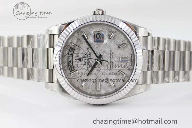 Day Date 40mm SS 904L Steel TWF 1:1 Best Edition Meteorite Crystal Dial on SS Bracelet A Vibrant 2360