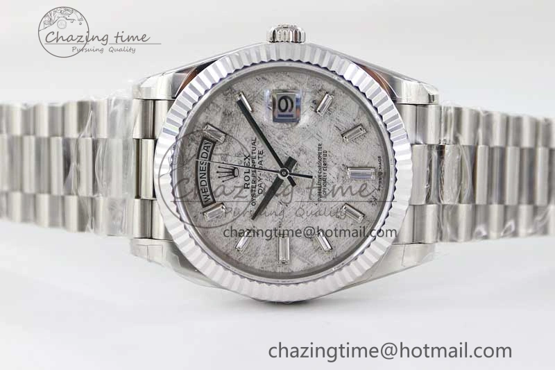 Day Date 40mm SS 904L Steel TWF 1:1 Best Edition Meteorite Crystal Dial on SS Bracelet A Vibrant 2360