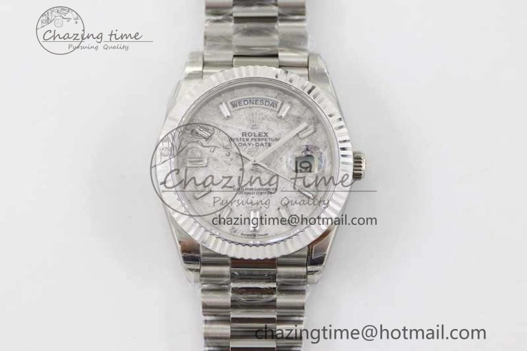 Day Date 40mm SS 904L Steel TWF 1:1 Best Edition Meteorite Crystal Dial on SS Bracelet A Vibrant 2360