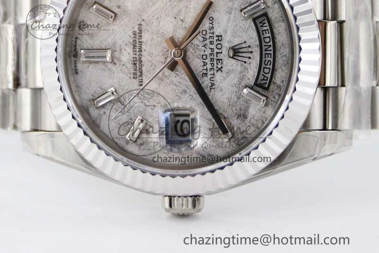 Day Date 40mm SS 904L Steel TWF 1:1 Best Edition Meteorite Crystal Dial on SS Bracelet A Vibrant 2360