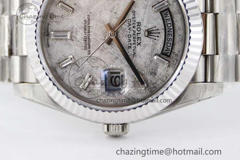 Day Date 40mm SS 904L Steel TWF 1:1 Best Edition Meteorite Crystal Dial on SS Bracelet A Vibrant 2360
