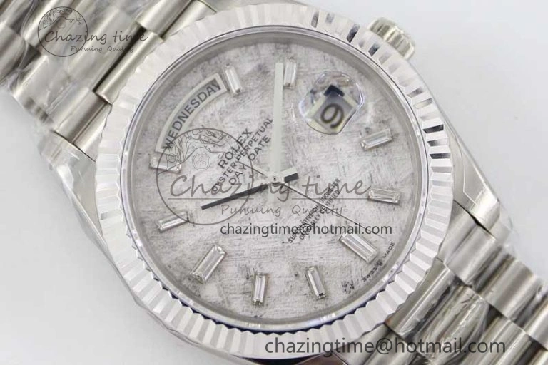 Day Date 40mm SS 904L Steel TWF 1:1 Best Edition Meteorite Crystal Dial on SS Bracelet A Vibrant 2360