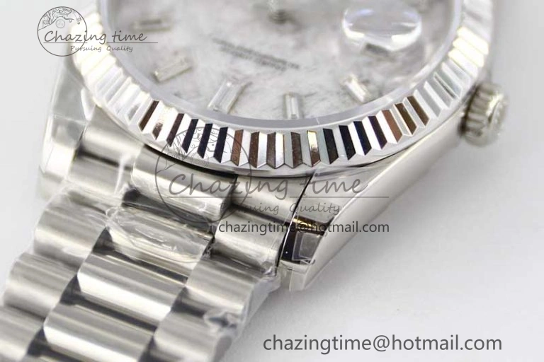 Day Date 40mm SS 904L Steel TWF 1:1 Best Edition Meteorite Crystal Dial on SS Bracelet A Vibrant 2360