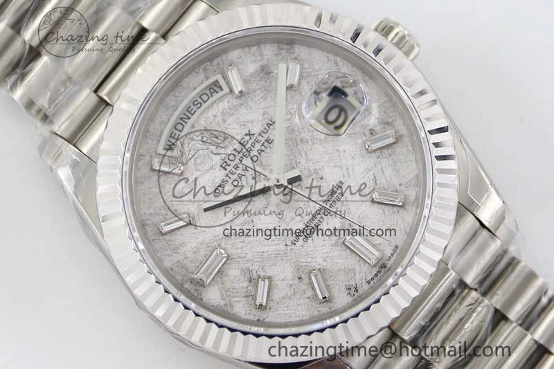 Day Date 40mm SS 904L Steel TWF 1:1 Best Edition Meteorite Crystal Dial on SS Bracelet A Vibrant 2360
