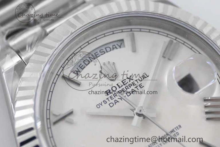FlexibleFit Day Date 40mm SS 904L Steel TWF 1:1 Best Edition White Roman Dial on SS Bracelet A 2353