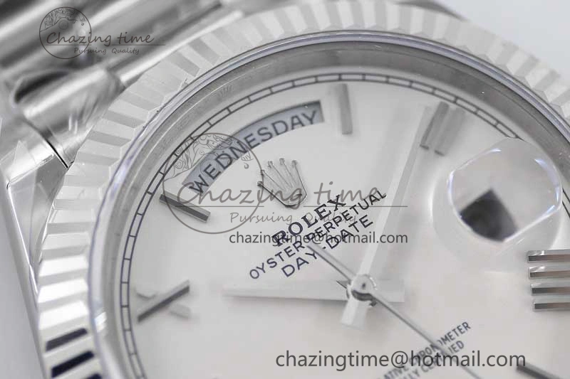 FlexibleFit Day Date 40mm SS 904L Steel TWF 1:1 Best Edition White Roman Dial on SS Bracelet A 2353