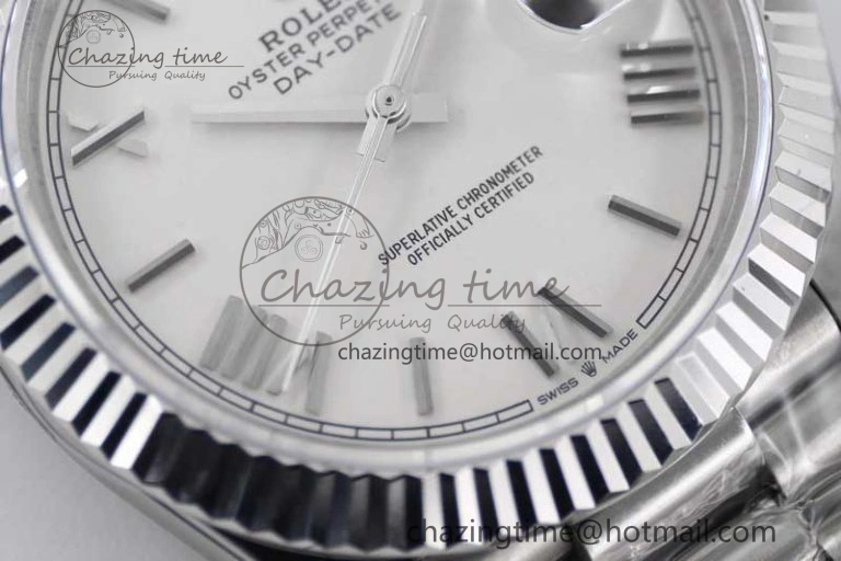 FlexibleFit Day Date 40mm SS 904L Steel TWF 1:1 Best Edition White Roman Dial on SS Bracelet A 2353