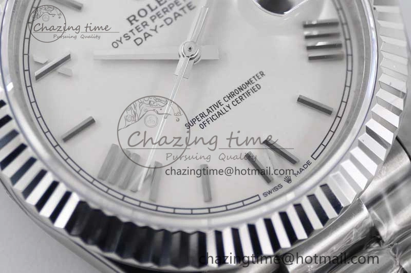 FlexibleFit Day Date 40mm SS 904L Steel TWF 1:1 Best Edition White Roman Dial on SS Bracelet A 2353