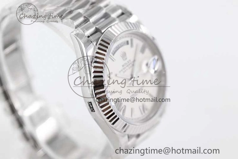 FlexibleFit Day Date 40mm SS 904L Steel TWF 1:1 Best Edition White Roman Dial on SS Bracelet A 2353
