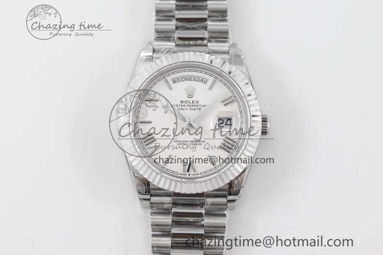FlexibleFit Day Date 40mm SS 904L Steel TWF 1:1 Best Edition White Roman Dial on SS Bracelet A 2353