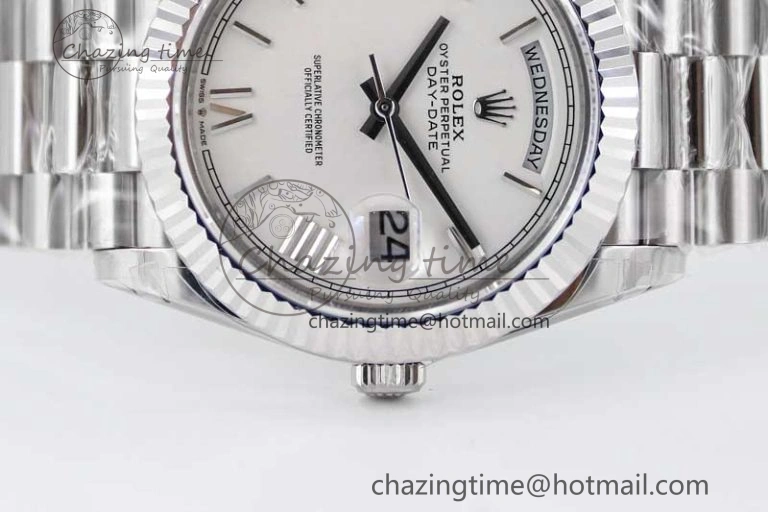 FlexibleFit Day Date 40mm SS 904L Steel TWF 1:1 Best Edition White Roman Dial on SS Bracelet A 2353