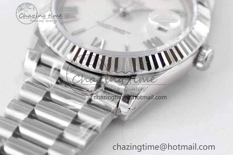 FlexibleFit Day Date 40mm SS 904L Steel TWF 1:1 Best Edition White Roman Dial on SS Bracelet A 2353