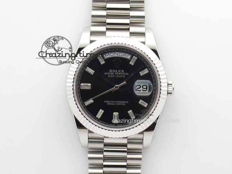 Day Date 40mm SS BP Maker Best Edition Black Dial Diamond Markers On SS Bracelet A Colorful 3691