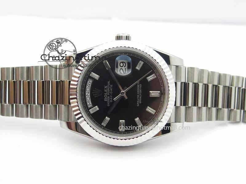 Day Date 40mm SS BP Maker Best Edition Black Dial Diamond Markers On SS Bracelet A Colorful 3691