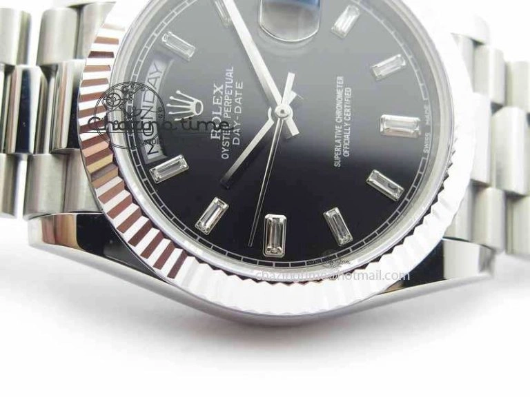Day Date 40mm SS BP Maker Best Edition Black Dial Diamond Markers On SS Bracelet A Colorful 3691