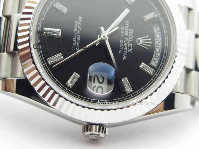 Day Date 40mm SS BP Maker Best Edition Black Dial Diamond Markers On SS Bracelet A Colorful 3691