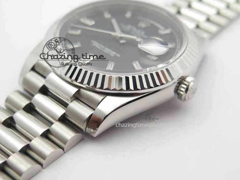 Day Date 40mm SS BP Maker Best Edition Black Dial Diamond Markers On SS Bracelet A Colorful 3691