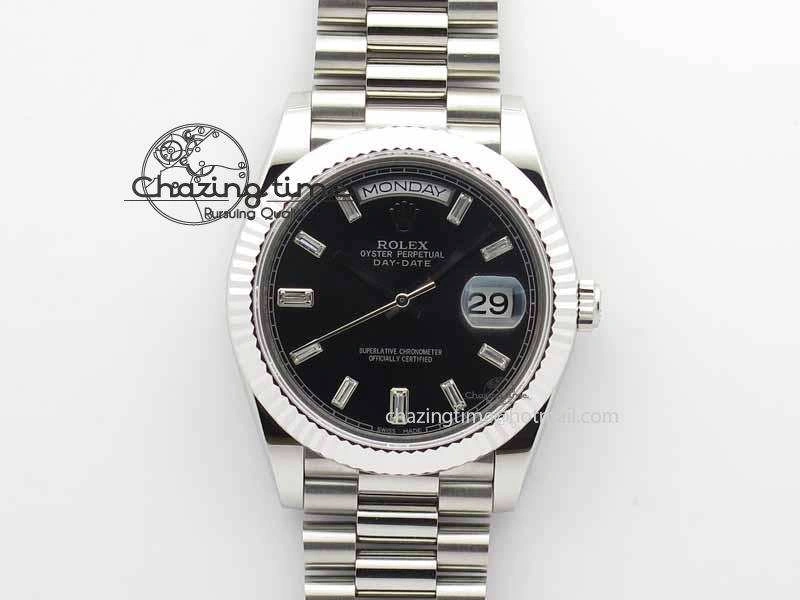 Sophisticated Day Date 40mm SS BP Maker Best Edition Black Dial Diamond Markers On SS Bracelet ETA 3692