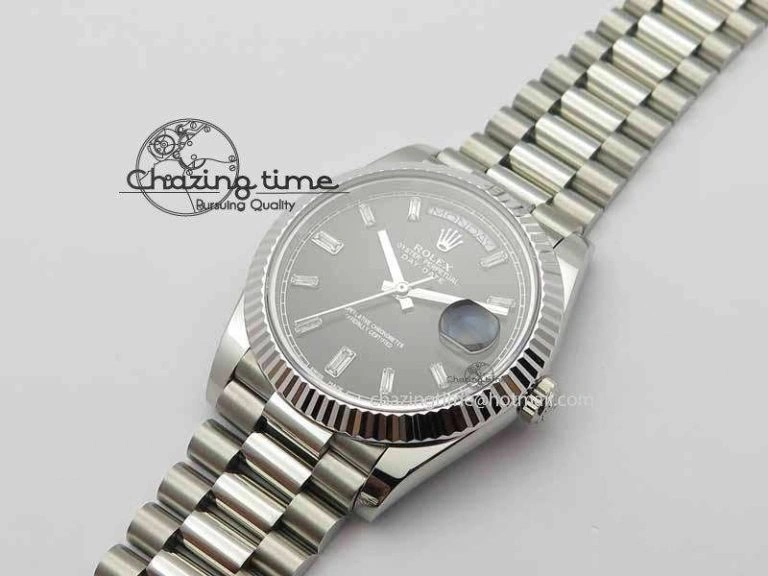 Sophisticated Day Date 40mm SS BP Maker Best Edition Black Dial Diamond Markers On SS Bracelet ETA 3692