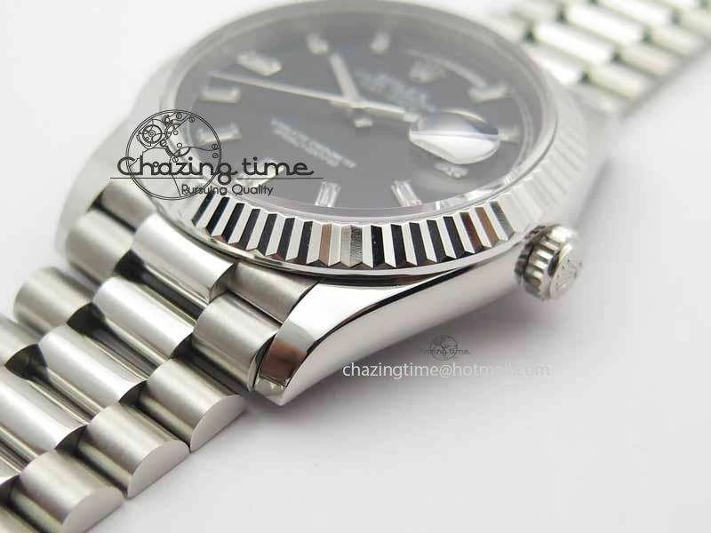 Sophisticated Day Date 40mm SS BP Maker Best Edition Black Dial Diamond Markers On SS Bracelet ETA 3692