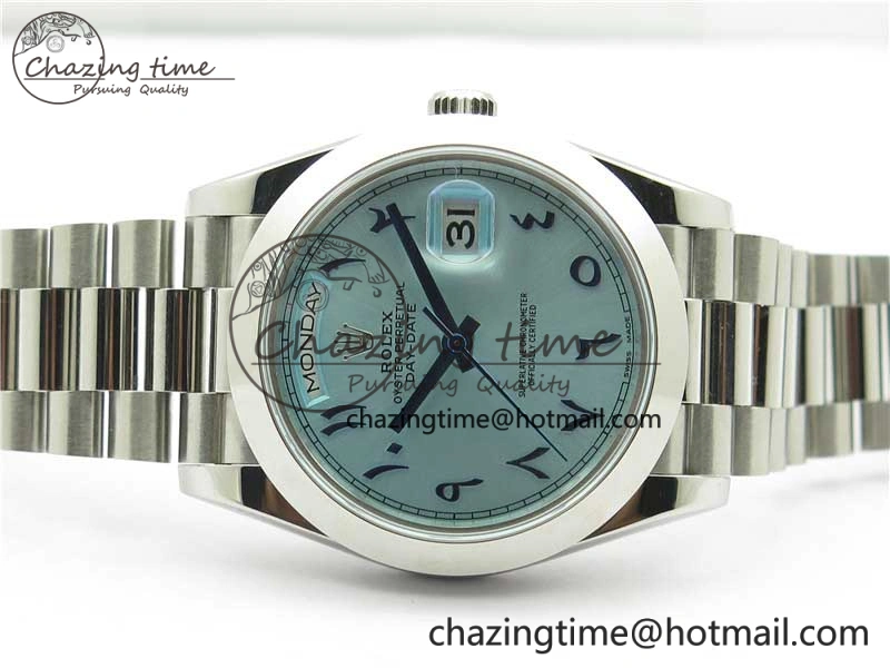 Day Date 40mm SS BP Maker Best Edition Blue Dial Arabic Markers On SS Bracelet A Colorful 2887