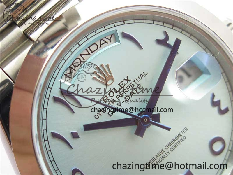 Day Date 40mm SS BP Maker Best Edition Blue Dial Arabic Markers On SS Bracelet A Colorful 2887