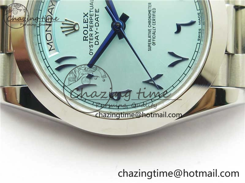 Day Date 40mm SS BP Maker Best Edition Blue Dial Arabic Markers On SS Bracelet A Colorful 2887