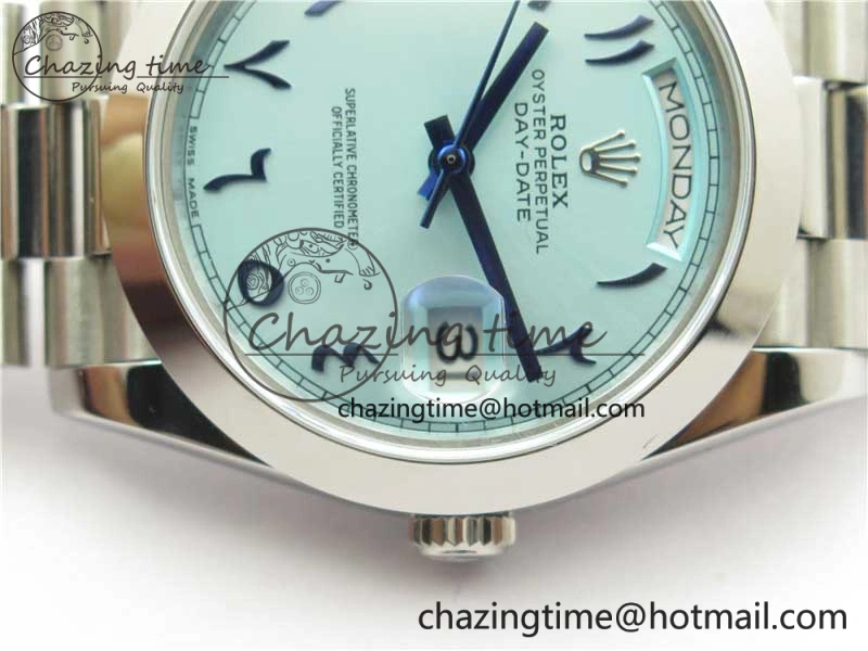 Day Date 40mm SS BP Maker Best Edition Blue Dial Arabic Markers On SS Bracelet A Colorful 2887