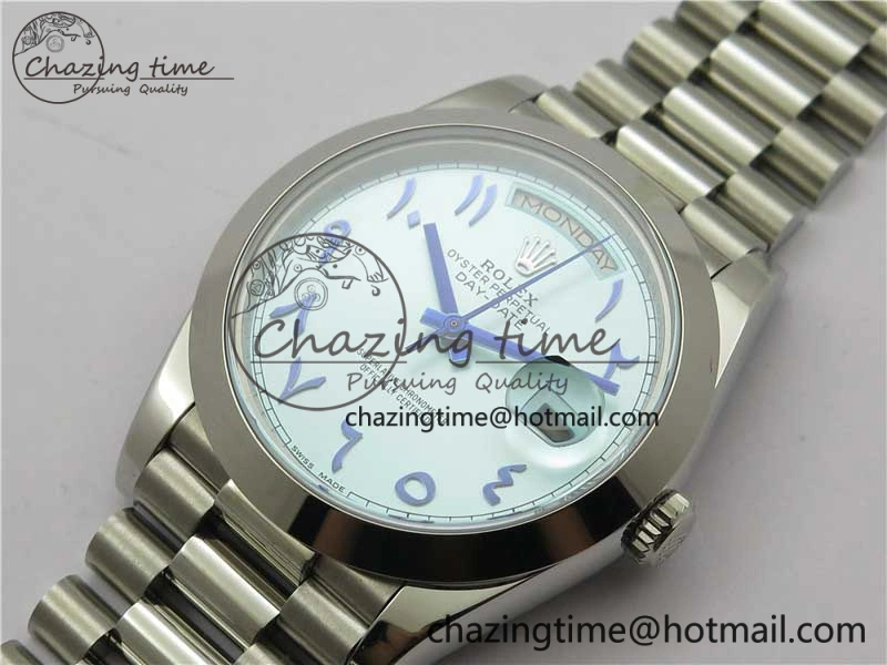 Day Date 40mm SS BP Maker Best Edition Blue Dial Arabic Markers On SS Bracelet A Colorful 2887
