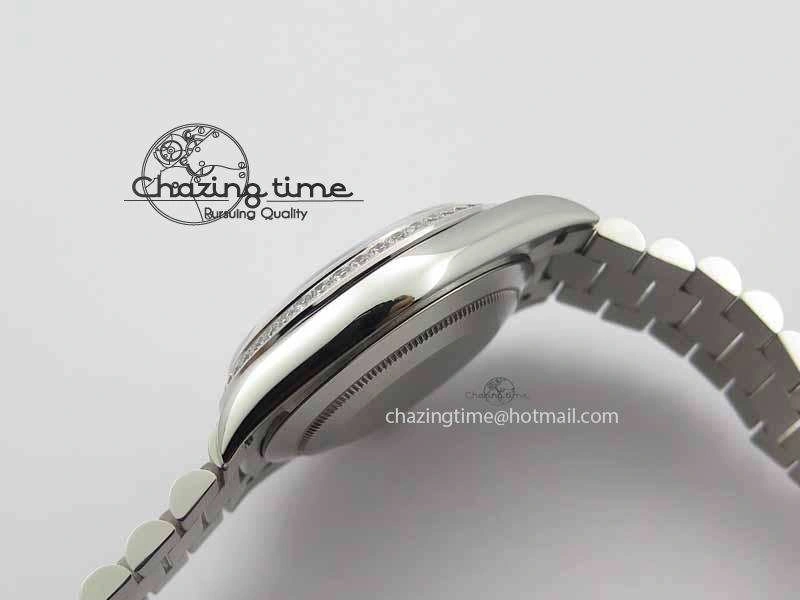 FlexibleFit Day Date 40mm SS BP Maker Best Edition Diamond Bezel Ice Blue Dial On SS Bracelet A 3698