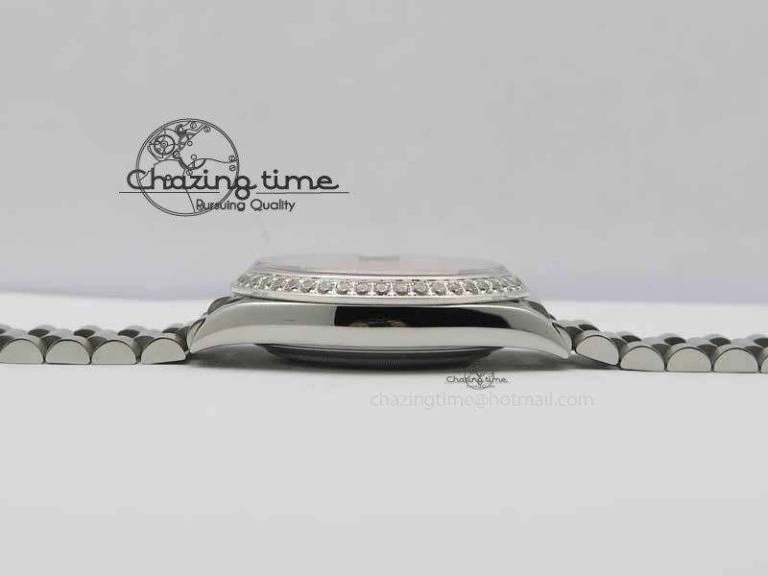 Affordable Day Date 40mm SS BP Maker Best Edition Diamond Bezel Ice Blue Dial On SS Bracelet ETA 3699