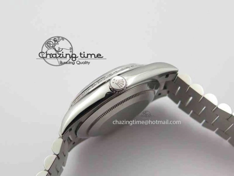Affordable Day Date 40mm SS BP Maker Best Edition Diamond Bezel Ice Blue Dial On SS Bracelet ETA 3699