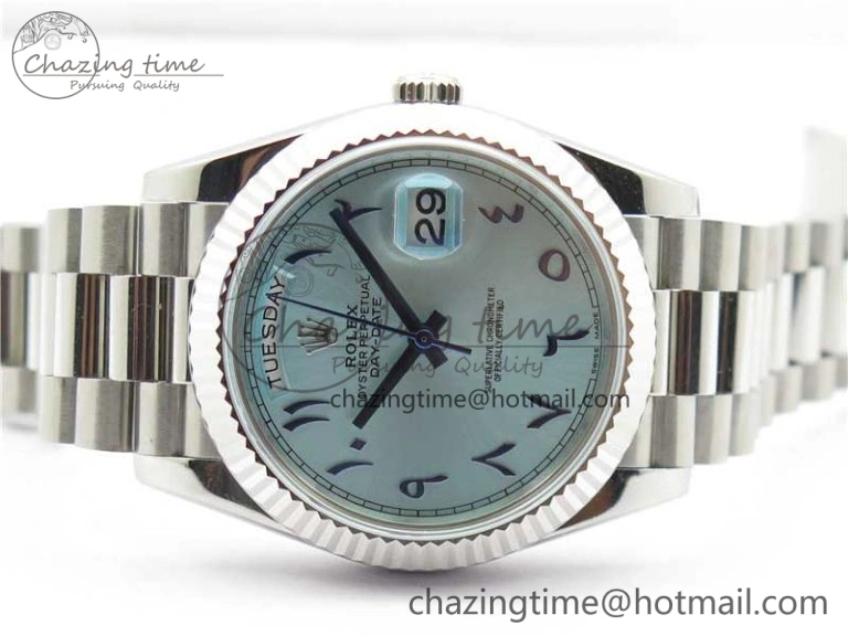 MoistureWicking Day Date 40mm SS BP Maker Best Edition Fluted Bezel Blue Dial Arabic Markers On SS Bracelet A 2886